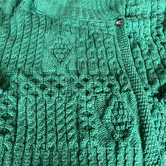 WOMENS ARAN PATCHWORK SWEATER WITH COLO, VIBRANT GREEN, SIZE LARGE - Picture 2 of 10